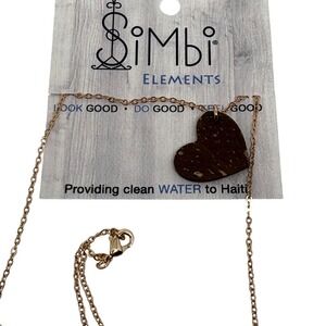 Simbi Elements Coconut Heart Pendant Necklace Gold Plated Handmade in Haiti Boho